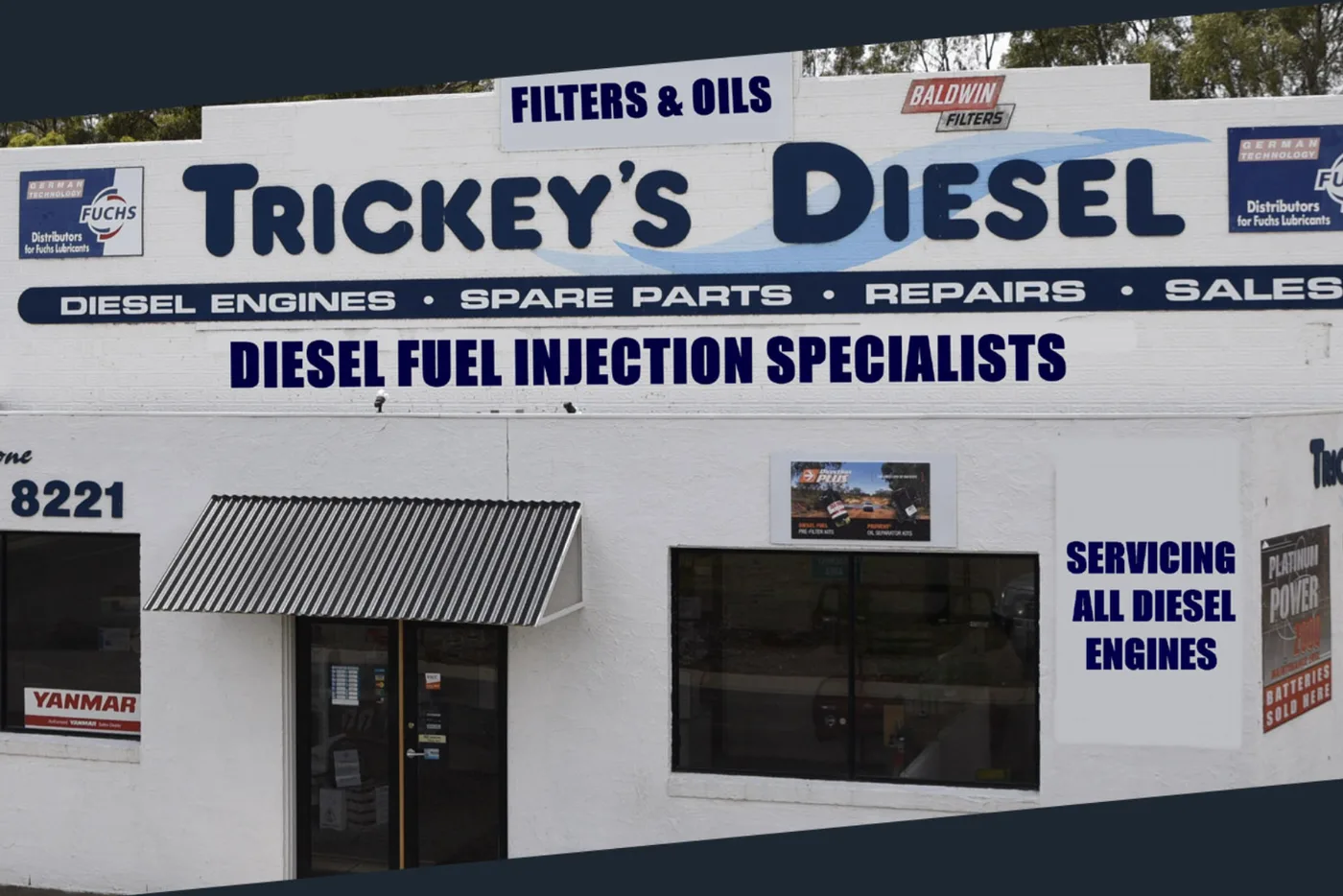 The Trickey's Diesel shopfront on the Midland Highway, Huntly
